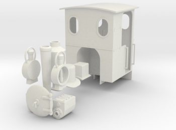For the kitbasher - an O&K loco kit, now also in 1/24 scale !! plus the previous 1/45 and 1/35 scales. Contains cab, two domes, two chimneys. two (hollow) cylinder blocks and boiler front lid.