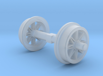 Special axle for the ore wagon with shorter ends so it can move in switches and tight corners.