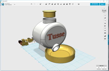The bowl to the first Catomat went a bit small so I started another version. While at it I added a bit different design. Will start print as soon as the printer is free, it has a long queue to work through right now ..