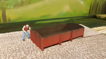 and with some paint on. Last pic shows them in place on the layout. As you can see there is not room for more than 2, maybe 3 more wagons there.