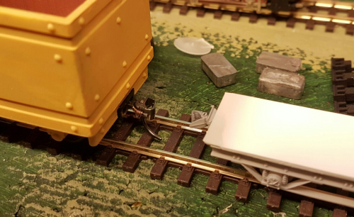 210104  -- I know I had Kadee #5 somewhere. Here on a Bennet coal wagon in Gn15 scale.