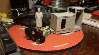 My Keef loco was finished printing this morning. Unfortunately I am becoming increasingly hesitant to continue using my Dremel for scale models. It is still perfect for gadgets and for example my sleepers (which require PLA which is a bit more flexible...