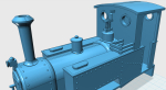 Finished the drawing for the Sirdar loco today. It is such a tight fit in the photon that I have to print the couplers separately! Observe, this is my interpretation of this loco type, not an exact clone this time.