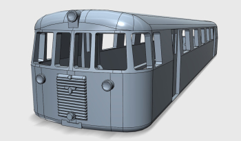 A 1:87 scale model of the swedish VGJ railcar model Yo2p made from original drawings. This is the version which was built by GM. A matching motor bogie is available to order separately.  Will be available later this year at shop.winterzone.se