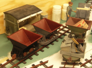 This month I have continued assembling the remaining skips and flats plus  started on the factory buildings.