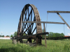 Pict2494 -- Water wheel power is transferred with several rods to mining pumps and air compressors etc